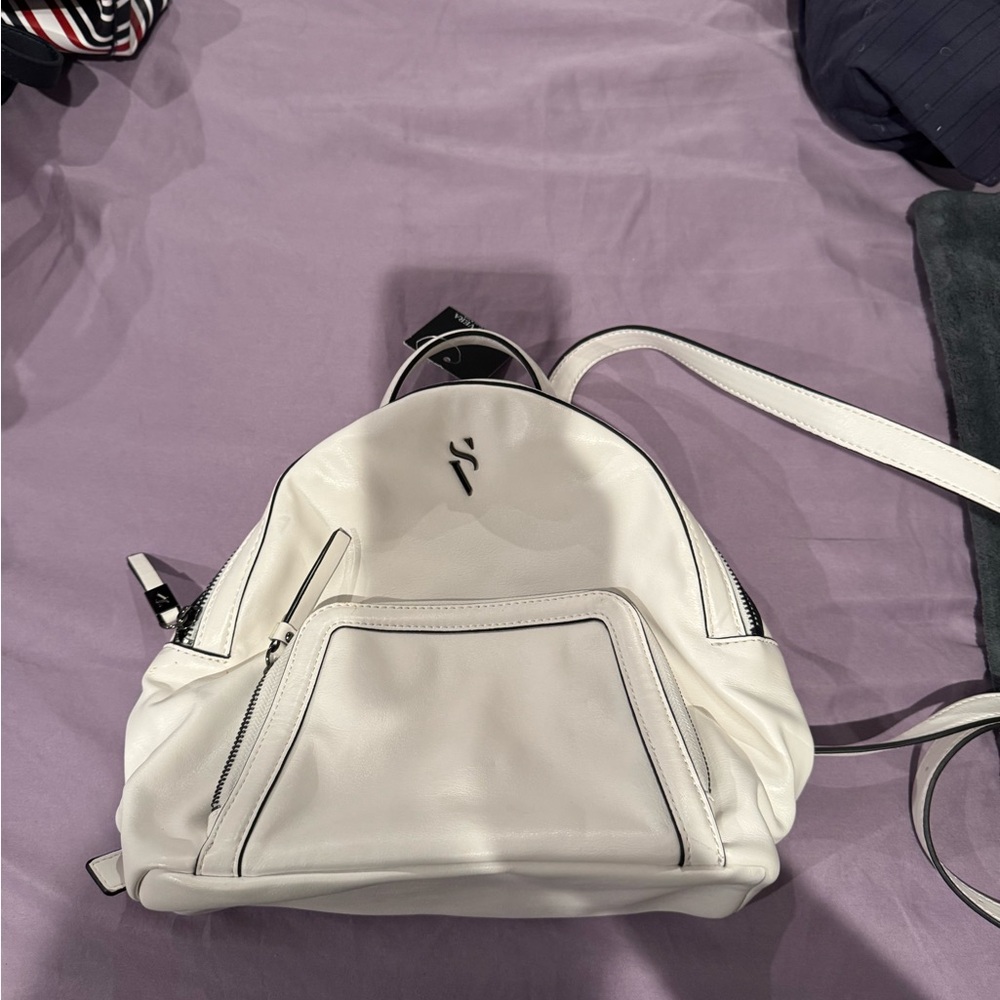 White Leather Backpack